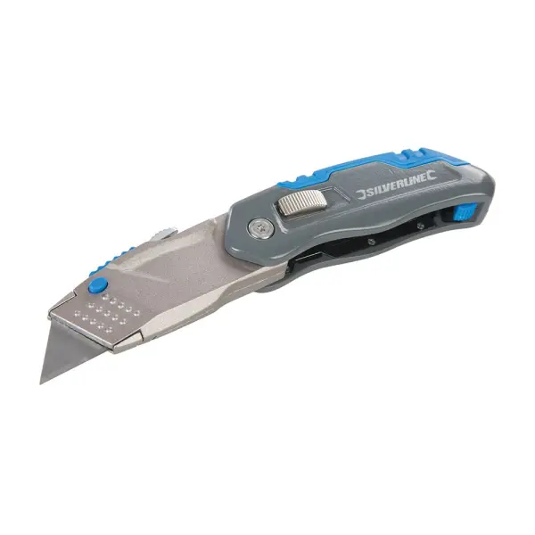Silverline Retractable Folding Utility Knife, 165mm