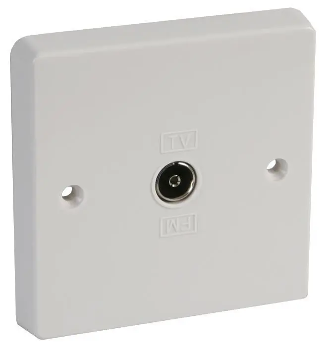 Crabtree Toma de TV/FM coaxial 1 elemento, blanco, 86x86mm