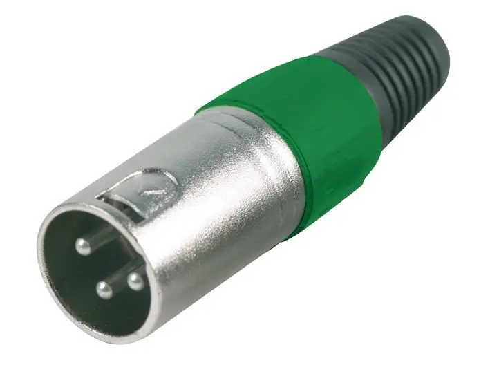 PRO SIGNAL 3 Pole XLR Plug, Green Strain Relief