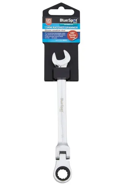 Chave de catraca Blue Spot 11mm com cabeça flexível 180º, Aço Vanádio Cromo