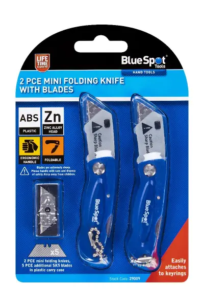 Blue Spot Tools - Mini Folding Knife 2 Piece Set with Blades