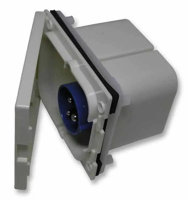 Walther 16A 230V Panel Mount Caravan CEE Appliance Inlet, 2P+E, Blue, IP44