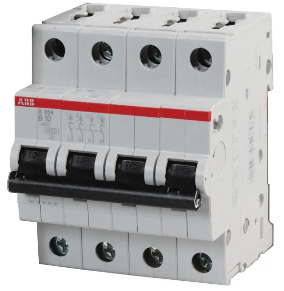 ABB 10A 4P Cineál B MCB, 277V,  Rails DIN