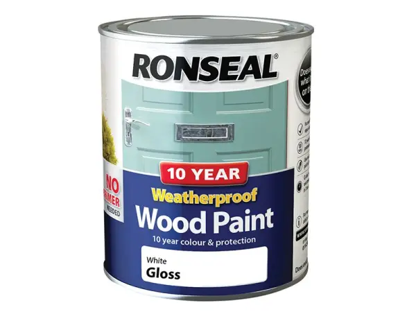 Ronseal - Βερνίκι Ξύλου 10 Ετών Ανεξαρτησίας από Καιρικές Συνθήκες, Λευκό Γυαλι