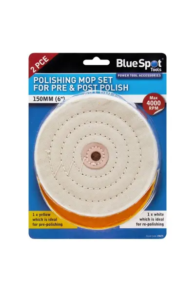 Blue Spot Tools Set Mop Penggilap 2‑Piece 150mm