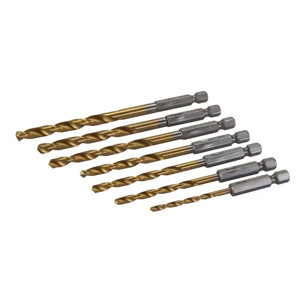 Silverline Hex Shank Drill Bit Set 7-Piece 3-6.5mm, Titanium Coated