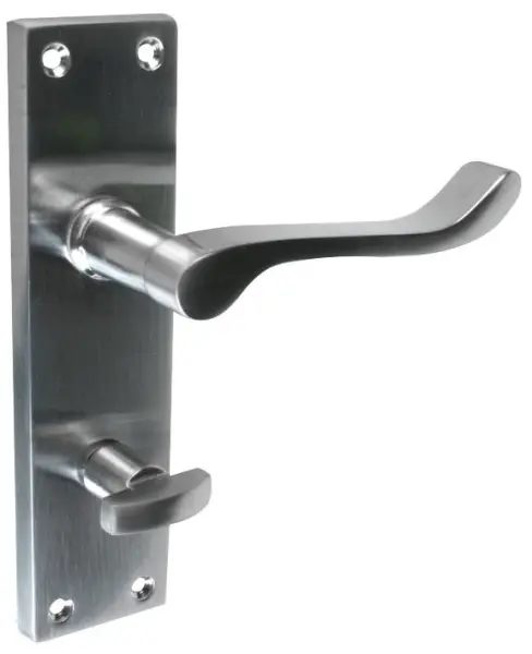 VIBE Long Victorian Bathroom Door Handles Pair Satin Chrome
