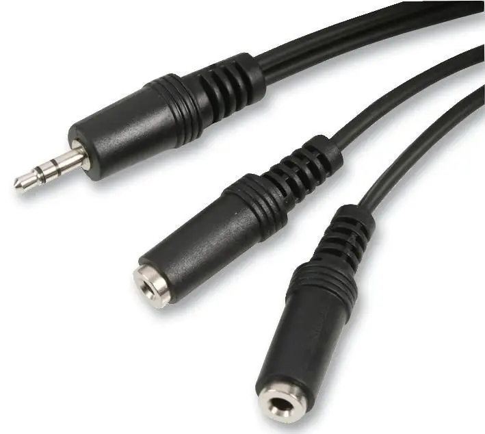 HiLo Divisor de Audio con Conector Jack 3.5mm a Dos Salidas, Cable 1.2m Negro