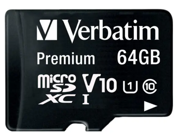 VERBATIM Premium U1 MicroSDXC Card with SD Adapter, 64GB