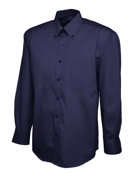 Uneek Men's Pinpoint Oxford Shirt, Navy, 15.5