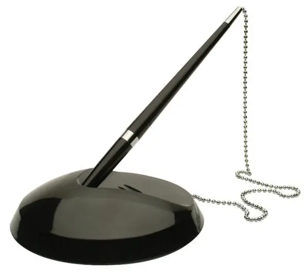 Q CONNECT עט קבלה עם שרשרת ובסיס, שחור