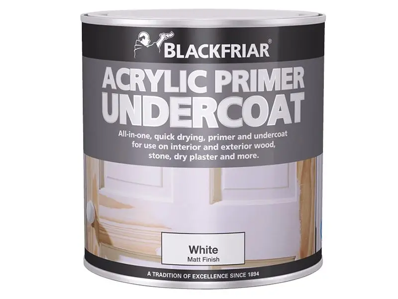 Blackfriar Quick-Dry Acrylic Primer Undercoat, White, 500ml