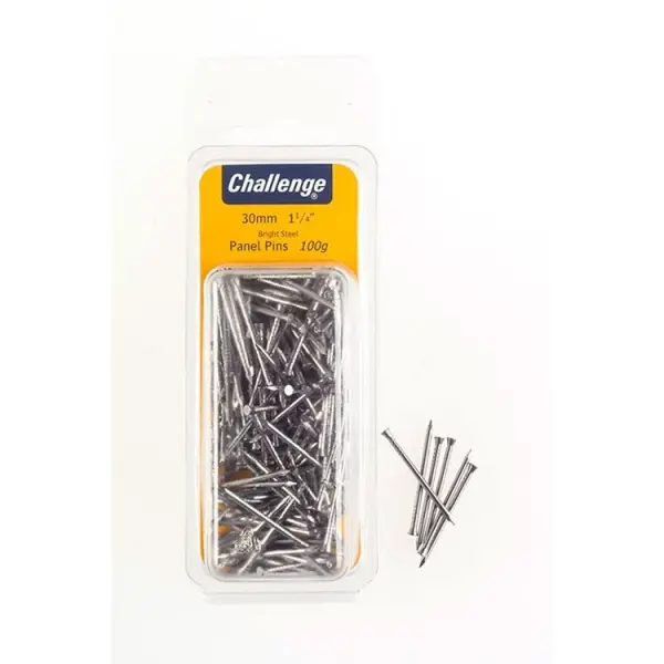 Challenge Bright Steel Panel Pins 30mm, 75g Pack