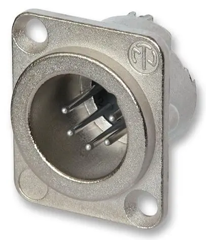 NEUTRIK 6 Pole XLR Plug, Male, Chassis Mount, Silver Plated