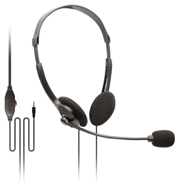 SOUNDLAB Stereo Headset with Rotating Boom Mic, Black