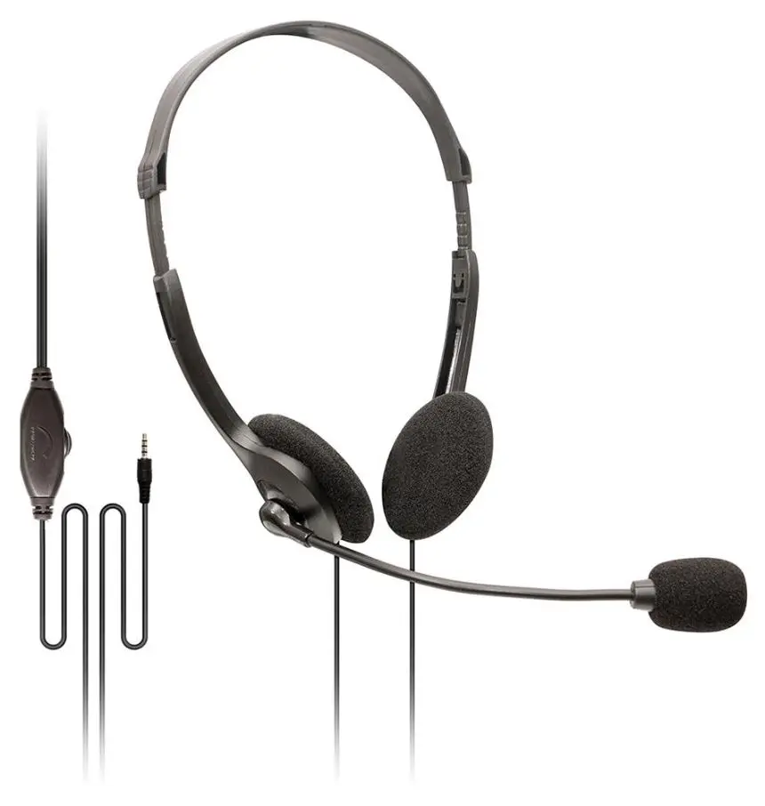 SOUNDLAB Stereo Headset with Rotating Boom Mic, Black