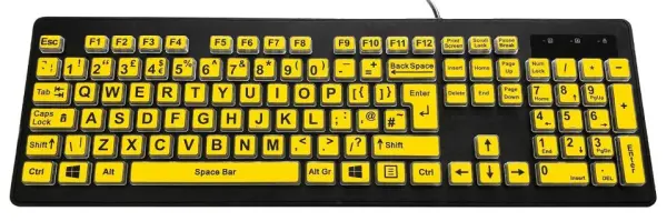 ACCURATUS Rainbow 2 USB Keyboard, High Contrast Yellow
