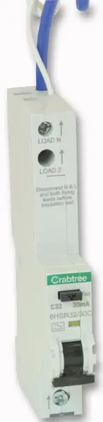 Crabtree Loadstar 32A 30mA 1P Typ C RCBO, 10kA