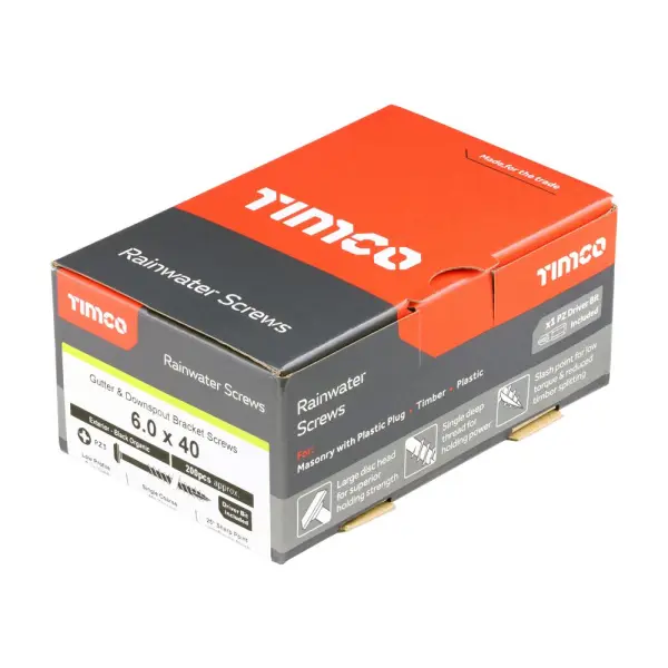 Vis de gouttière Timco Extérieur (noir organique) 6,0 x 40