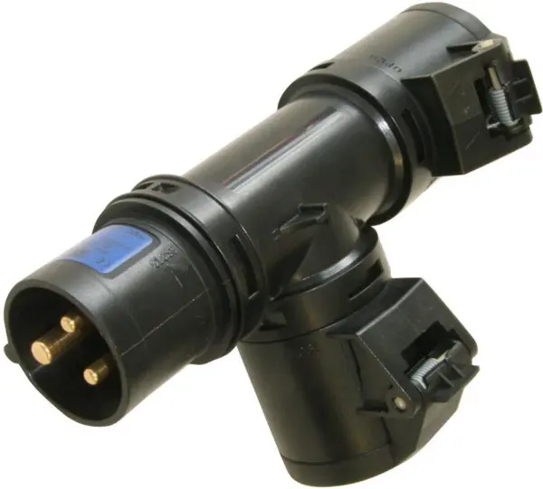 PCE 16A 230V CEE T Connect Splitter, 2P+E, IP44