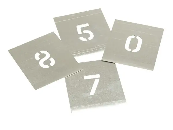 Set of 9 Zinc Stencils for Signs & Marking, 2in, in Wallet