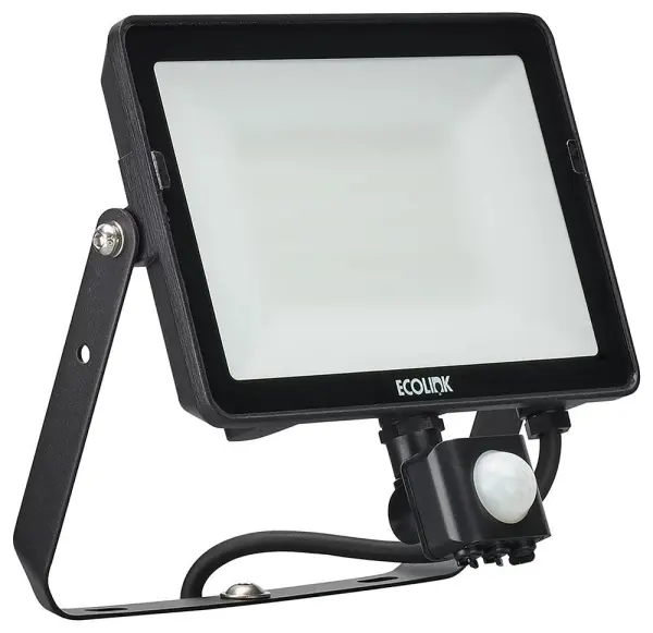 EcoLink 50W LED Floodlight with PIR, 4000K, 4250lm, IP65, Black