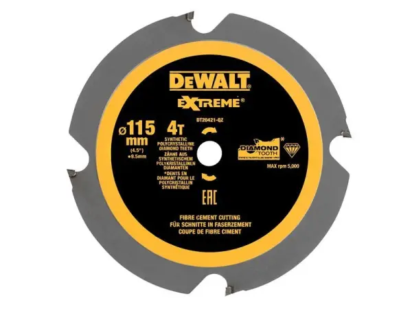 DeWalt DT20421 Sceanna Ciorclach PCD, 115mm x 9.5mm, 4 Fiacla