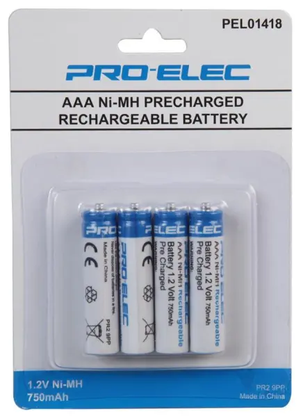 Piles rechargeables AAA PRO ELEC, NiMH, 750mAh, 4 unités