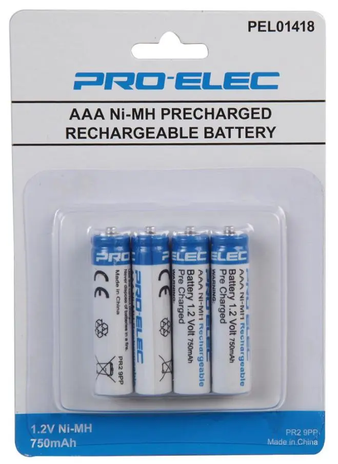 Piles rechargeables AAA PRO ELEC, NiMH, 750mAh, 4 unités