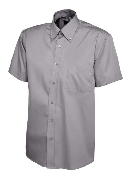 Uneek Men's Pinpoint Oxford Shirt - 70% Cotton, Charcoal, Size 17.5