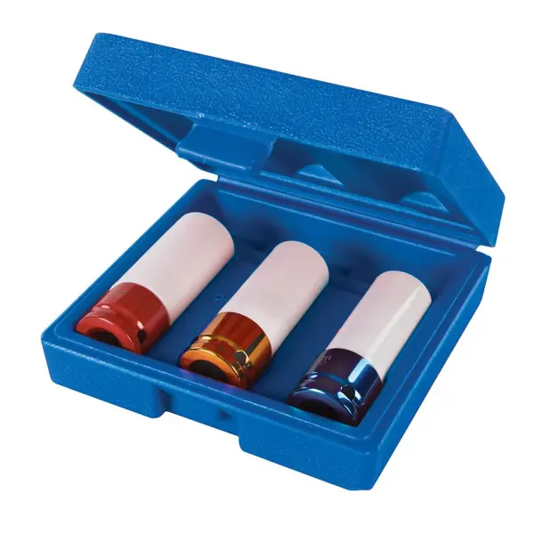 Silverline Alloy Wheel Nut Socket Set, 3pc - 17, 19 & 21mm, 1/2'' Drive