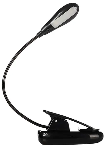 ST HELENS LED Reading Light Flexible Head & Clip Black