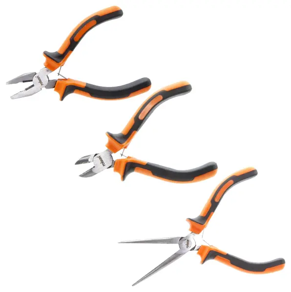 Rolson Mini Pliers Set, 3 Piece (Side Cutters, Combination & Long Nose)