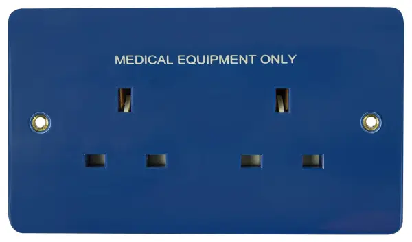 MODE Medical Equipment 2 Gang 13A Unswitched Socket, Blue