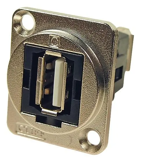 CLIFF Connettore USB 2.0 A/A Passante a Pannello con Cornice XLR Argento