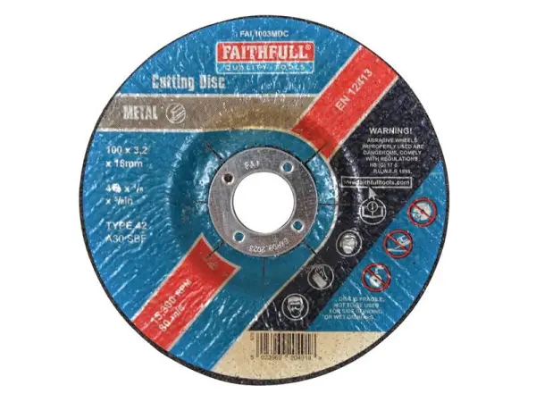Faithfull Metal Cut Off Disc 100x3.2mm, Aluminium Oxide