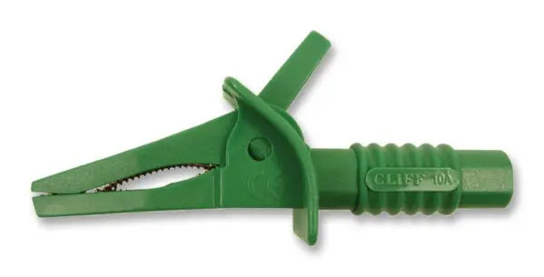 Pince crocodile Cliff, ouverture 25mm, vert, 10A