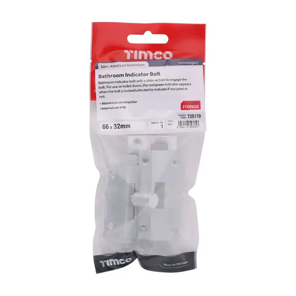 Verrou à indicateur de salle de bain Timco SAA – Coulissant 15 mm