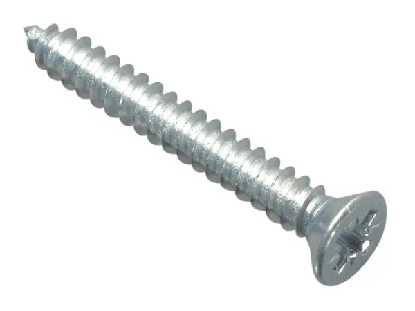 ForgeFix Self-Tapping Screws, Pozi Pan Head, Zinc Plated, 1 1/4in x 8, Pack of 