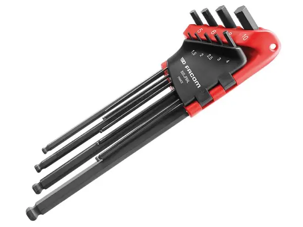 Facom 83S.JP9AL Metric Hex Key Set, 9-Piece