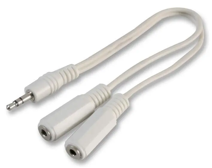 Pro Signal 3.5mm Stereo Jack Plug to 2x Sockets Splitter, White, 0.2m