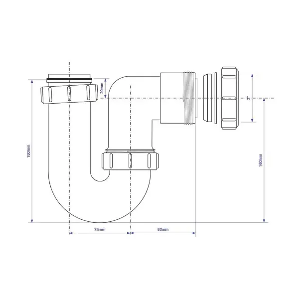 McAlpine - Siphon P pivotant 50mm, blanc
