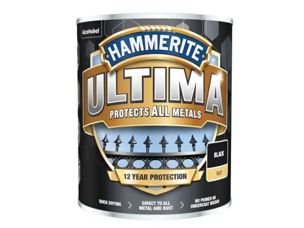Hammerite Ultima Metal Paint, Matná černá, 750ml