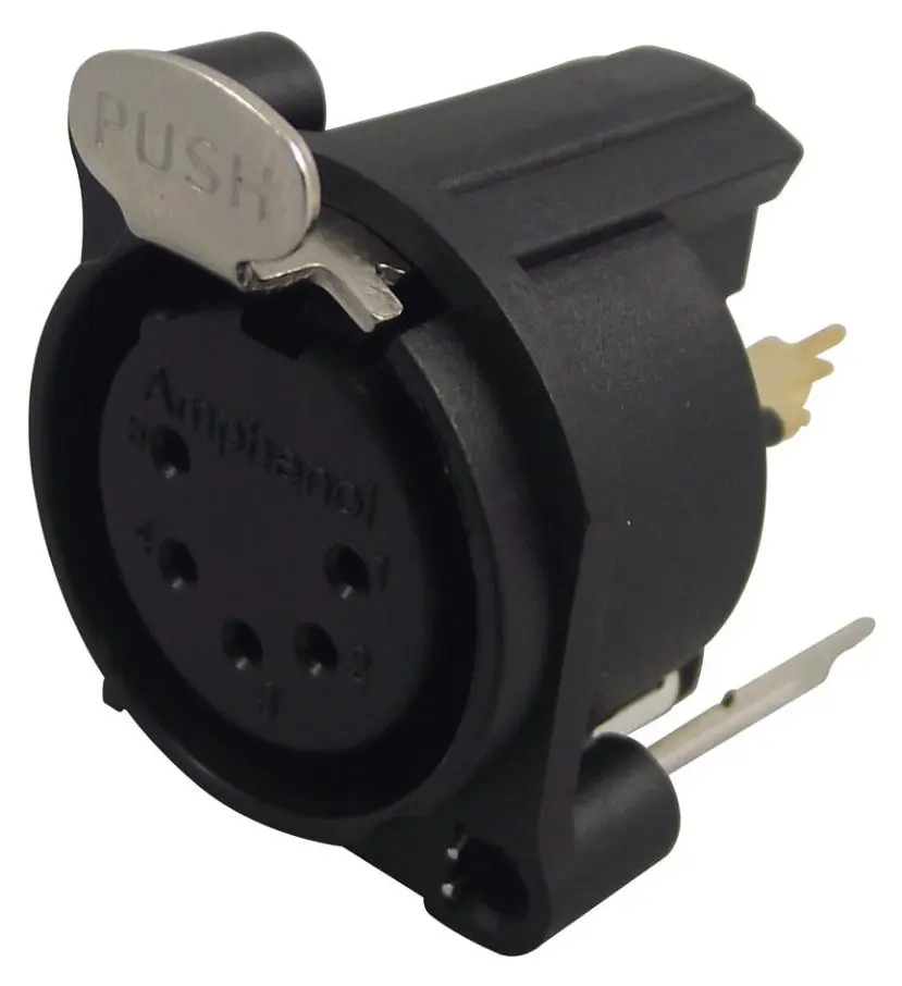 Amphenol - Ploc XLR le haghaidh Íomháchlár Teallach, 5-Bealaí, Ingrithilte, Orá