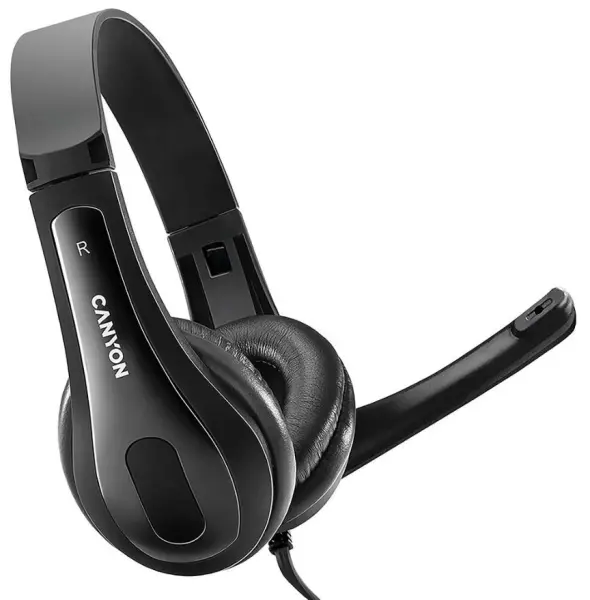 CANYON USB Stereo Headset with Mic, Black, 40mm Drivers