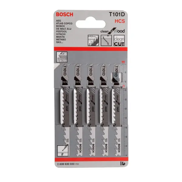 Bosch - Bilah Gergaji Jig T101D Clean untuk Kayu (5 keping)