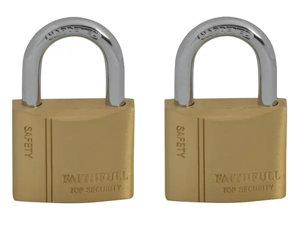 Faithfull Brass Padlock, Keyed Alike, 2 x 40mm