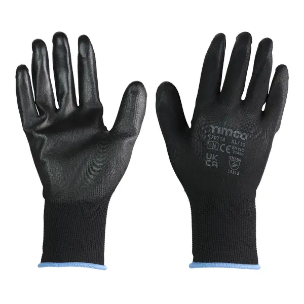 Timco Guantes con agarre duradero, recubiertos de PU, talla XL, 12 pares