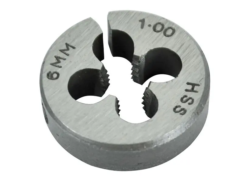 Filière droite fendue HSS Faithfull M6 x 1.0 (Diam. ext. 13/16 po)