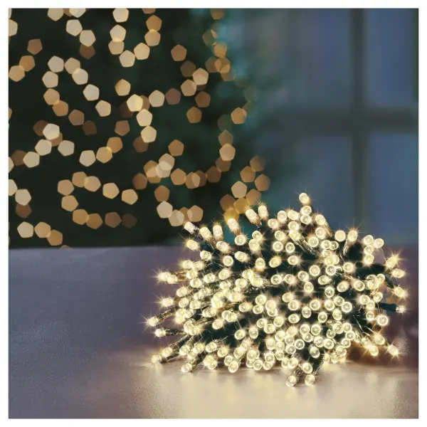 Premier Decorations 360 Warm White LED Fairy Lights with Timer, 36.7m